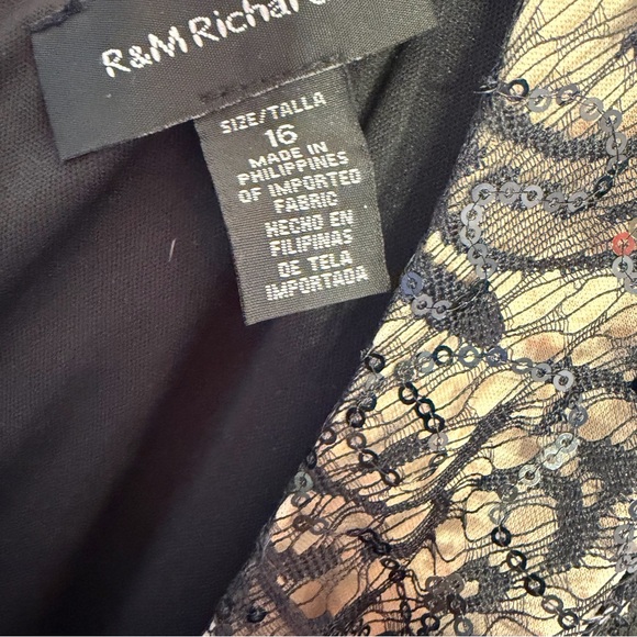 R & M Richards Black Dress with Lace Jacket, Excellent, Size 16 - Picture 3 of 15